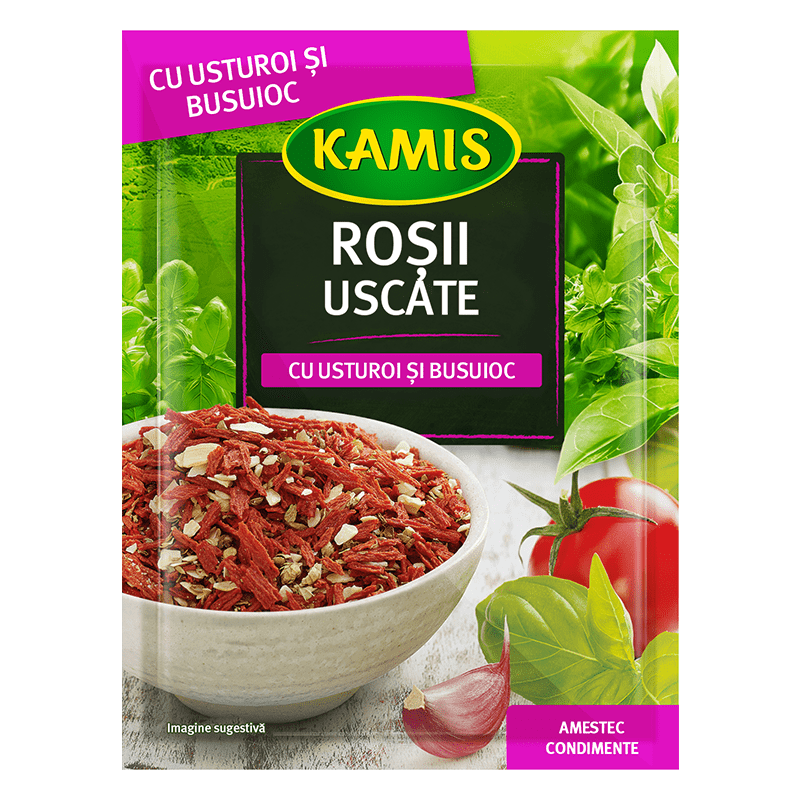 Roșii uscate cu usturoi și busuioc